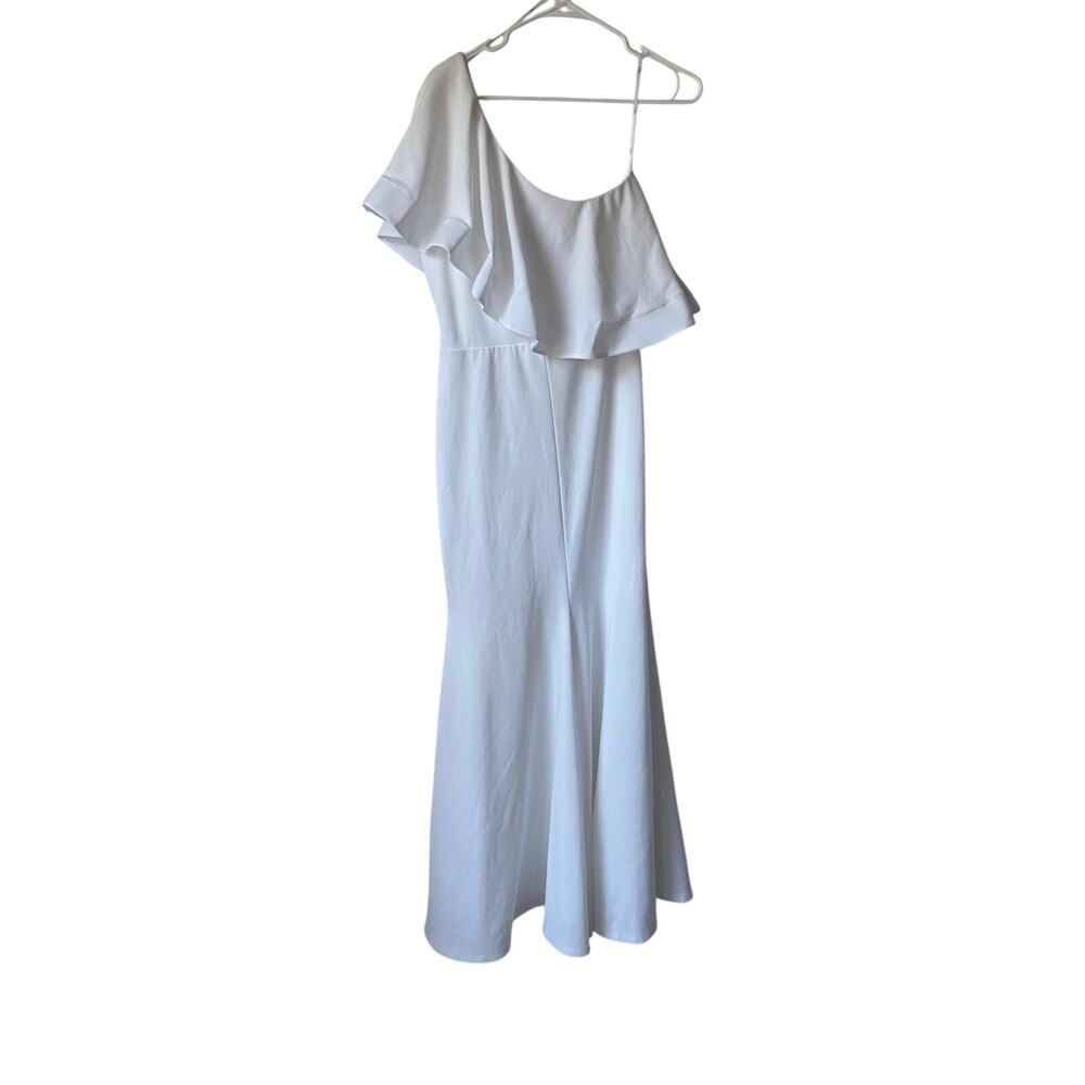 Lulus White One Shoulder Maxi Dress L Elegant Minimalist Bridal Chic wedding